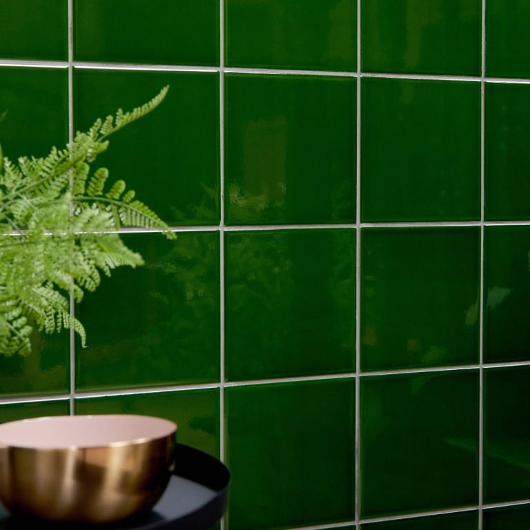 Victorian Green Flat Glazed Ceramic Wall Tiles of London
